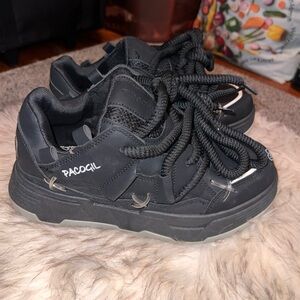 Shein Black Chunky Platform Athletic Sneakers